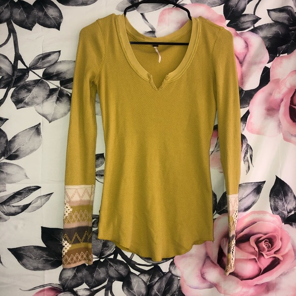 Free People Tops - Free People Yellow Cuffed Thermal Free People Tops - Free People Yellow Cuffed Thermal